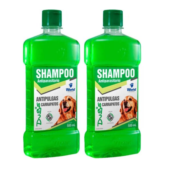 2 Shampoo para cachorro antipulga carrapatos pet world 500ml