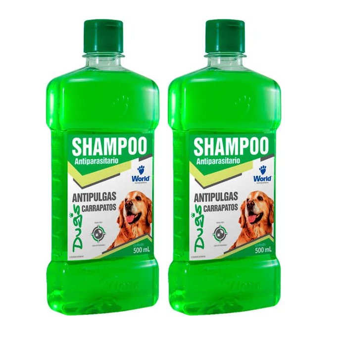 Kit 2 Shampoo para Cachorro Antipulga Carrapatos Pet World 500ml