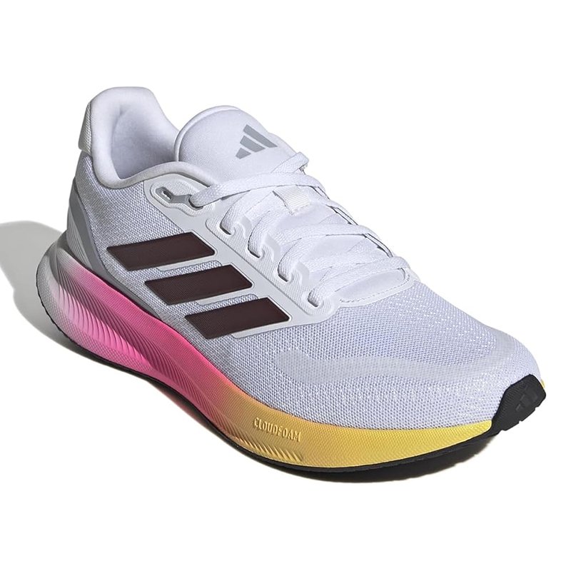 Tênis feminino Run Falcon 5, Branco/Aurora Met./Preto Tenis Adidas