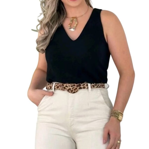 Blusa Regata Feminina Alça Larga Tecido Duna