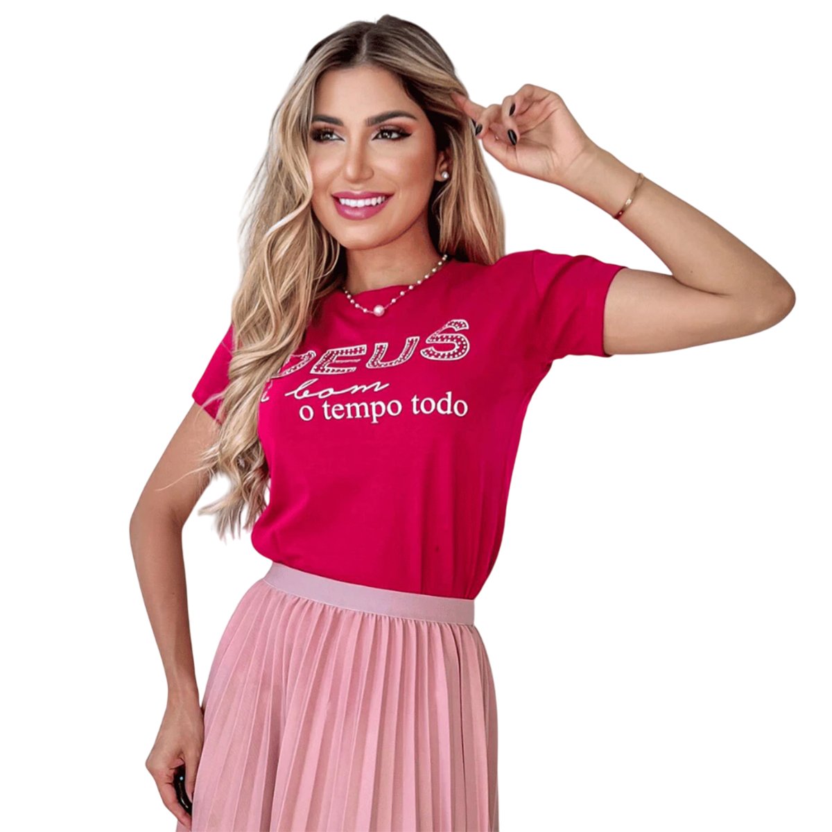 Blusa Tshirt Estampada Gospel Feminina Social Jesus Perolas Algodão 30.1Moda Cristã