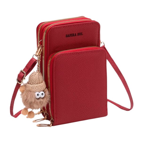 Bolsa Transversal Feminina Porta Celular com 3 Divisorias Transversal 3 Ziper com chaveiro