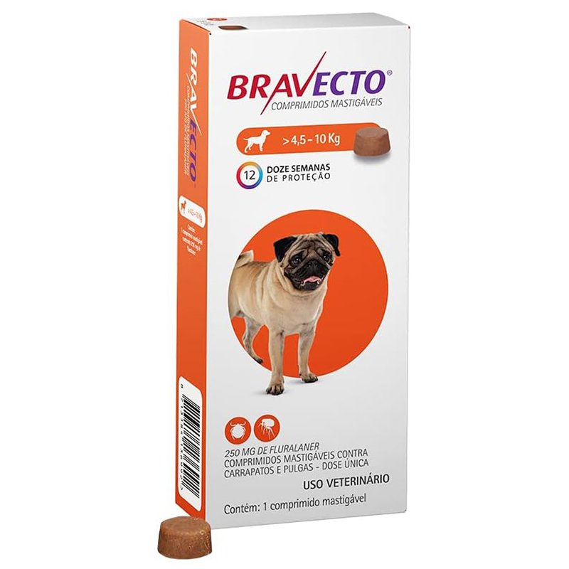 Bravecto para Cães 250mg – 4,5 até 10kg