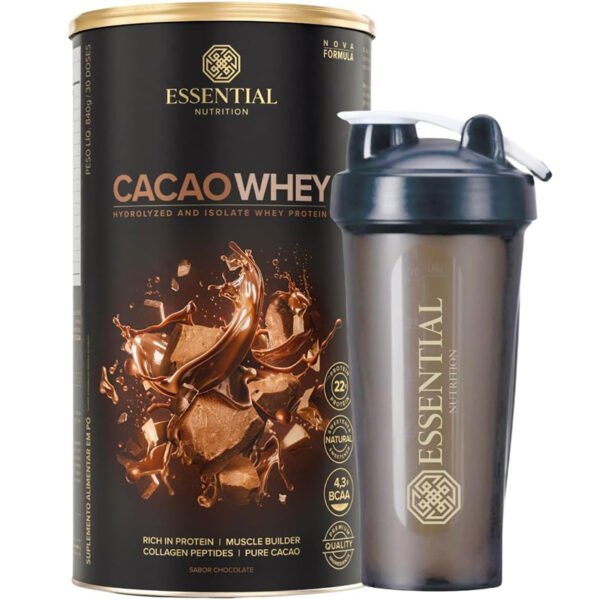Cacao Whey Lata 30 Doses + Coqueteleira Essential