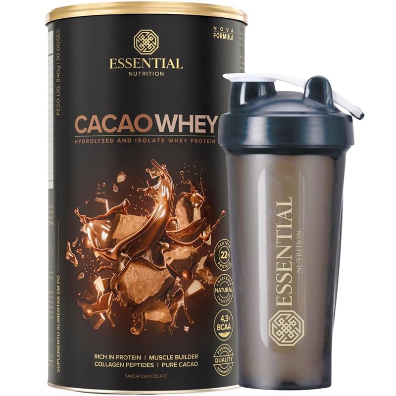 Cacao Whey Lata 30 Doses + Coqueteleira Essential