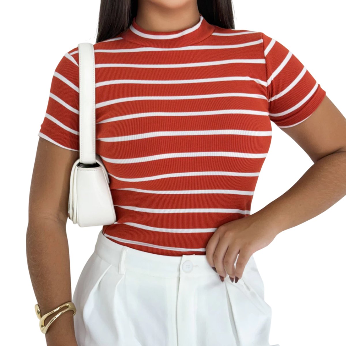 Camiseta Blusa Listrada Moda Verão Canelado Premium