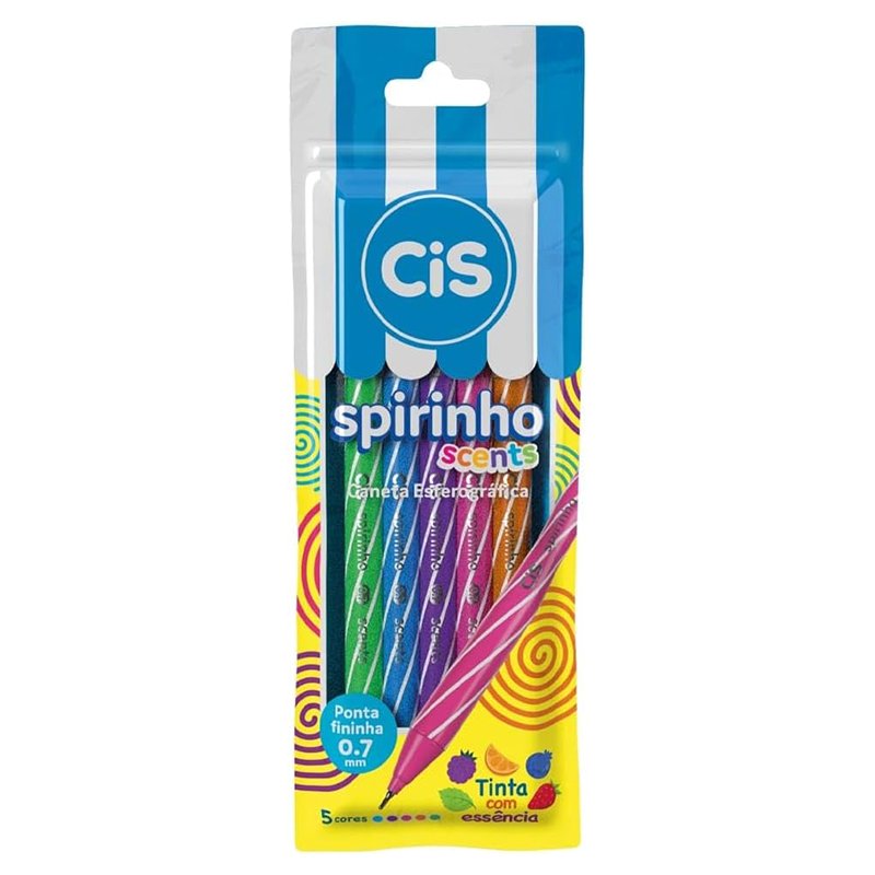 Caneta Esferográfica – CIS Spirinho Scents – Estojo Com 5 Cores