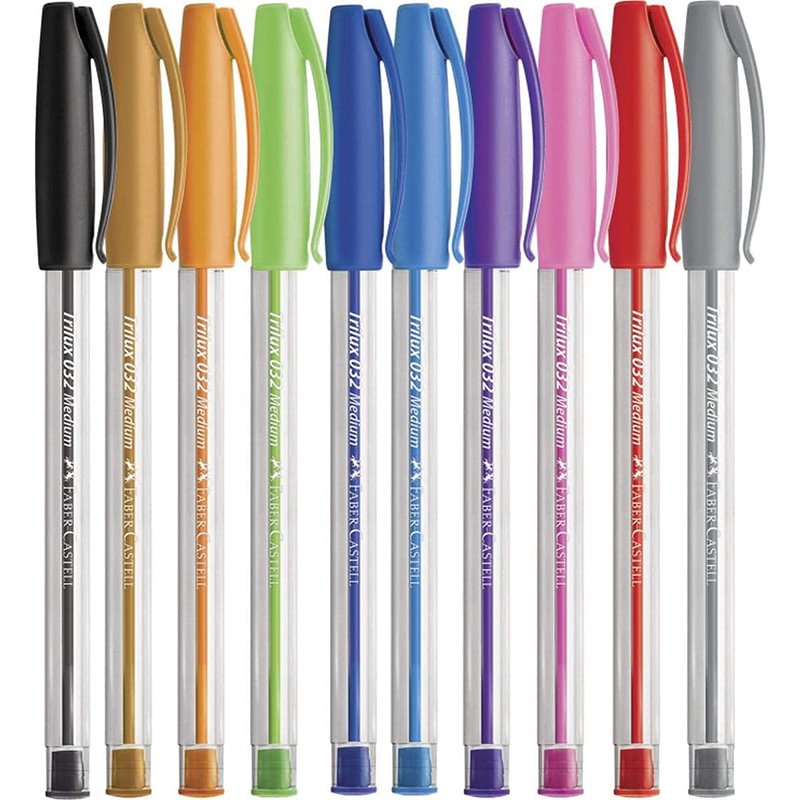 Caneta Esferográfica Colorida, Faber-Castell, Trilux Colors, SM/032ESC10, 10 Cores