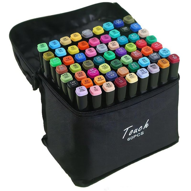 Canetinhas Coloridas Marca Texto Ponta Dupla Estojo 60 Cores – Kit de Canetas Marcadoras