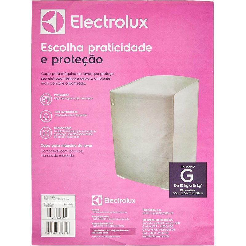 Capa Máquina de Lavar, Tamanho G, Cinza, Electrolux