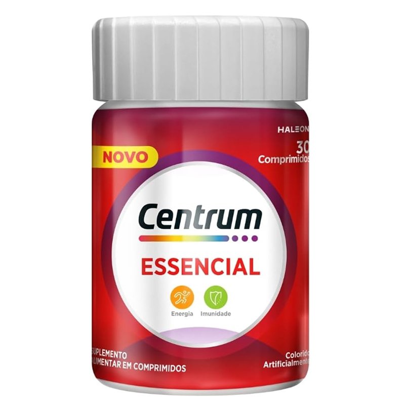 Centrum Essencial, Multivitamínico Adulto, Suplemento Vitamínico com Vitaminas B1, B2, B5, B6, Vitamina D, e Vitamina C, 30 Comprimidos