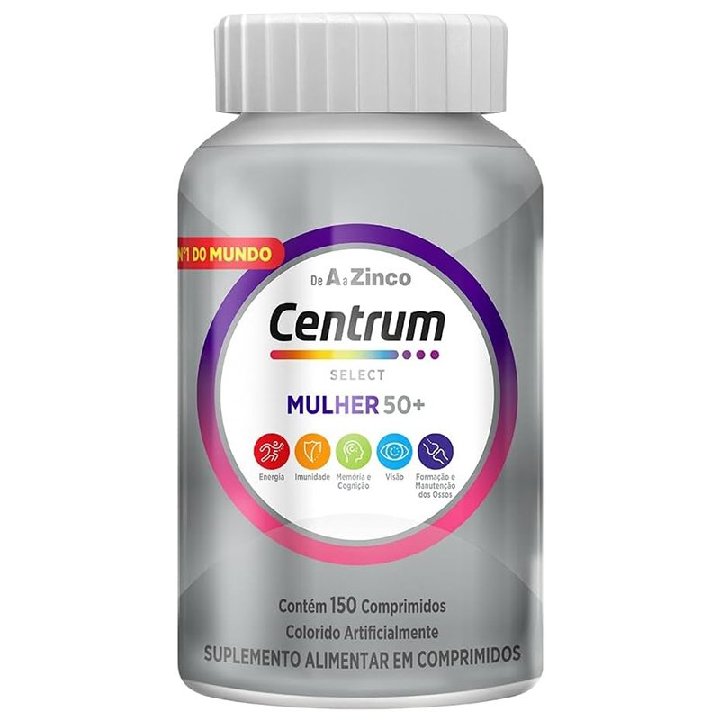 Centrum Mulher Select 50 Mais, Multivitamínico Adulto com Vitamina D e Vitamina B12, Memória, Clareza Mental e Compreensão, 150 Comprimidos