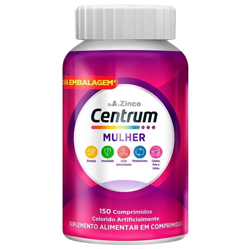 Centrum Mulher, Suplemento Alimentar para Energia e Funcionamento Muscular, 150 Comprimidos