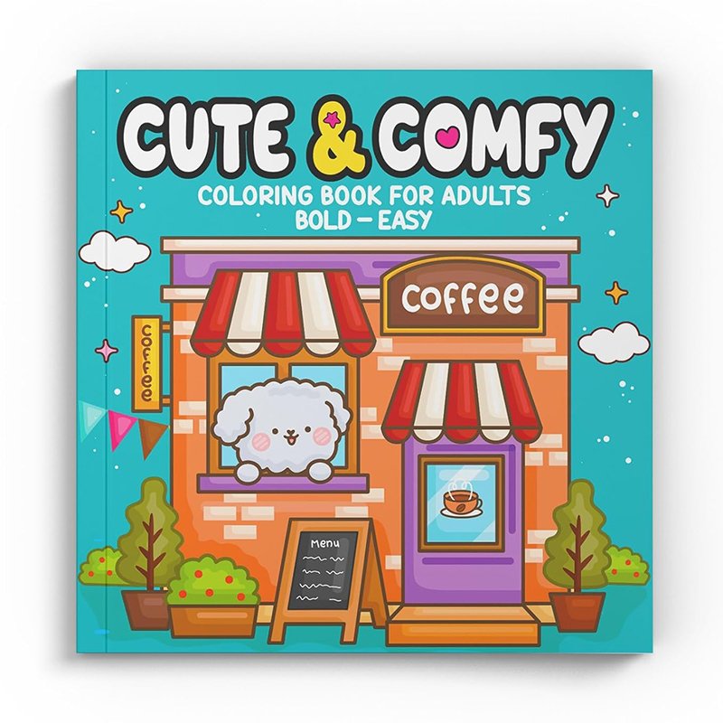Cute & Comfy Coloring Book for Adults – Bold Easy – Livro de Colorir Adulto