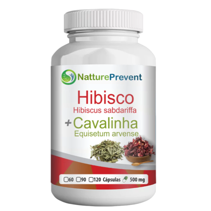 Hibisco com Cavalinha 500 mg 60 / 90 / 120 Cápsulas – Suplemento Alimentar Natural