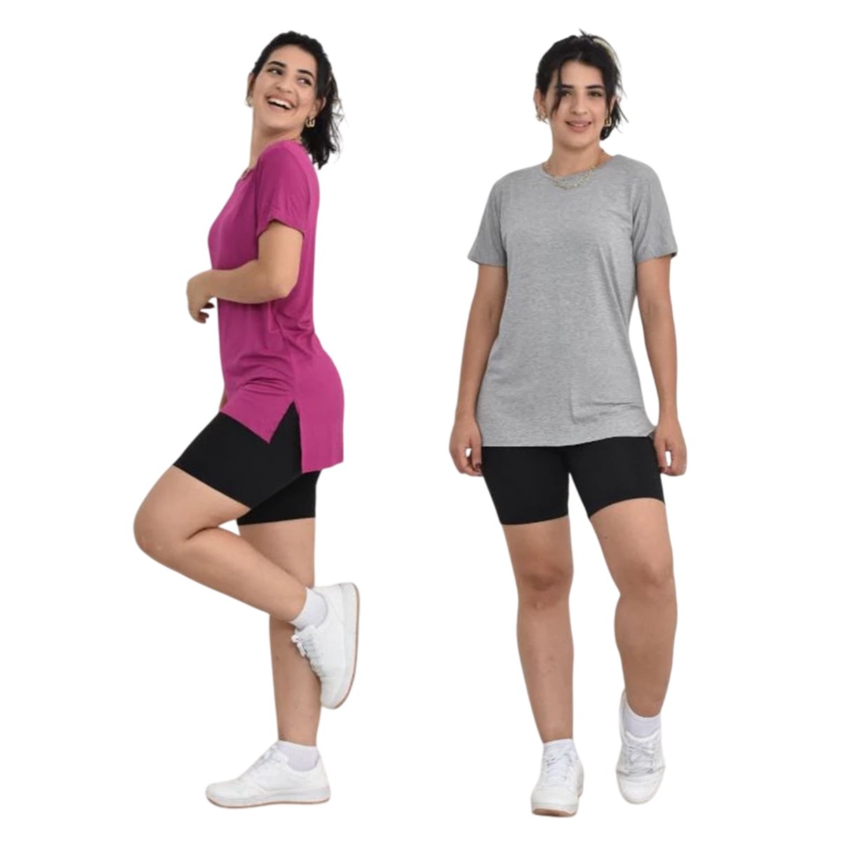 Kit 2 Blusas Feminina Sobre Legging, Cobre Bumbum, Academia