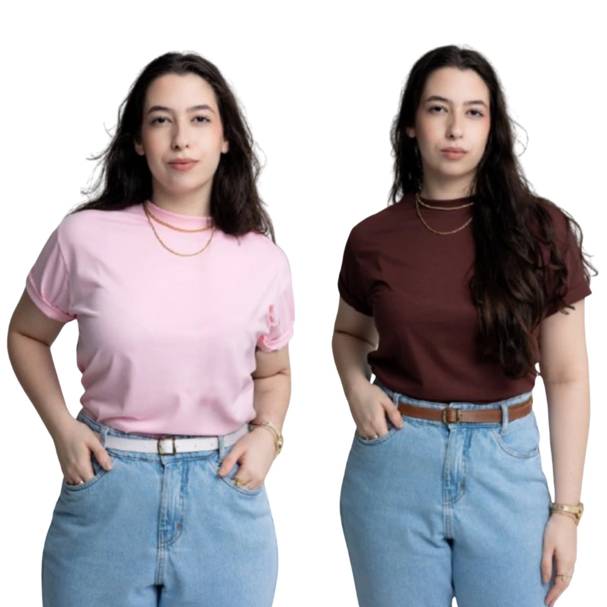 Kit 2 Camiseta Feminina Básica 100% Algodão T-Shirt Varias Cores