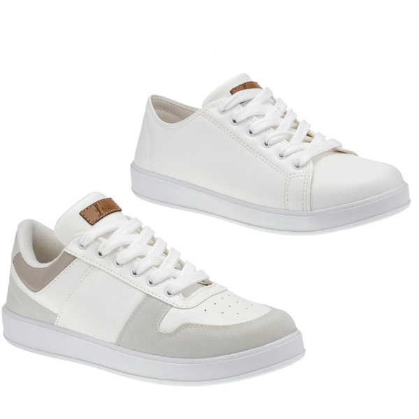 Kit 2 Pares Tênis Branco Feminino Casual Confortável