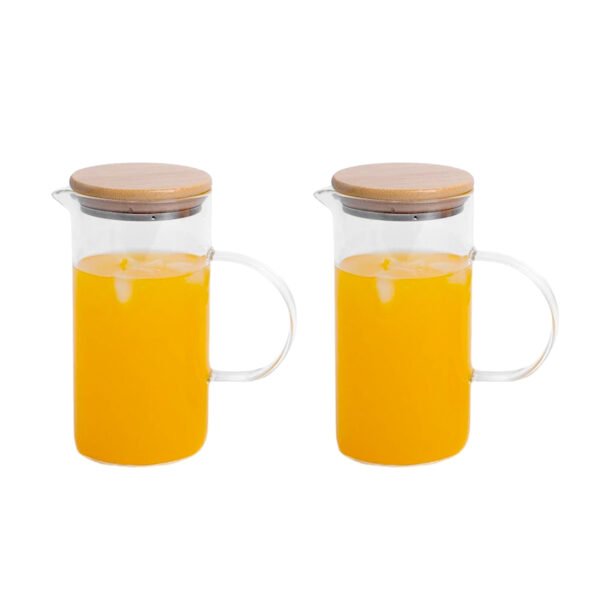 Kit 2 jarras de vidro com tampa de bambu 750ml - Oikos