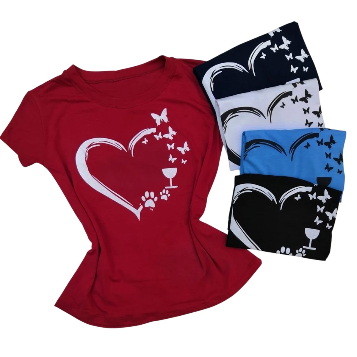 Kit 3 Blusinha Básica Baby Look Camiseta Viscolycra Estampas Variados