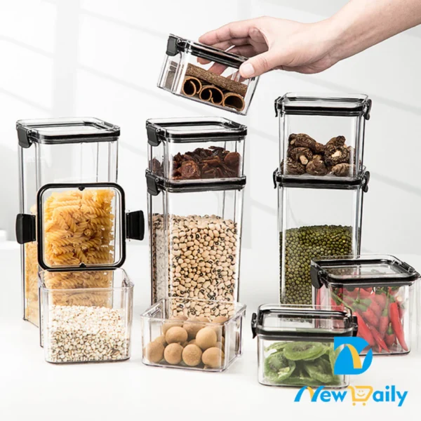 Kit Cozinha Potes de Alimentos, Frascos de armazenamento de Acrílico. BC-77 78 79