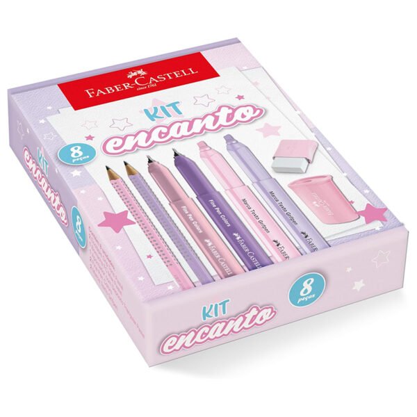 Kit Encanto Faber-Castell Com Produtos Rosa e Roxo Em Tons Pastel EDIÇÃO LIMITADA