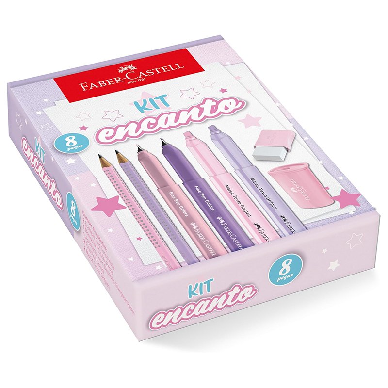 Kit Encanto Faber-Castell Com Produtos Rosa e Roxo Em Tons Pastel *EDIÇÃO LIMITADA*
