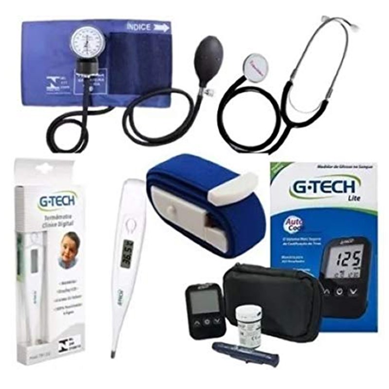 Kit Enfermagem + Aparelho Medidor Glicose Completo Premium