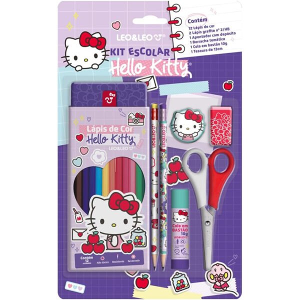 Kit Lápis de Cor 12 Cores Hello Kitty Leoeleo
