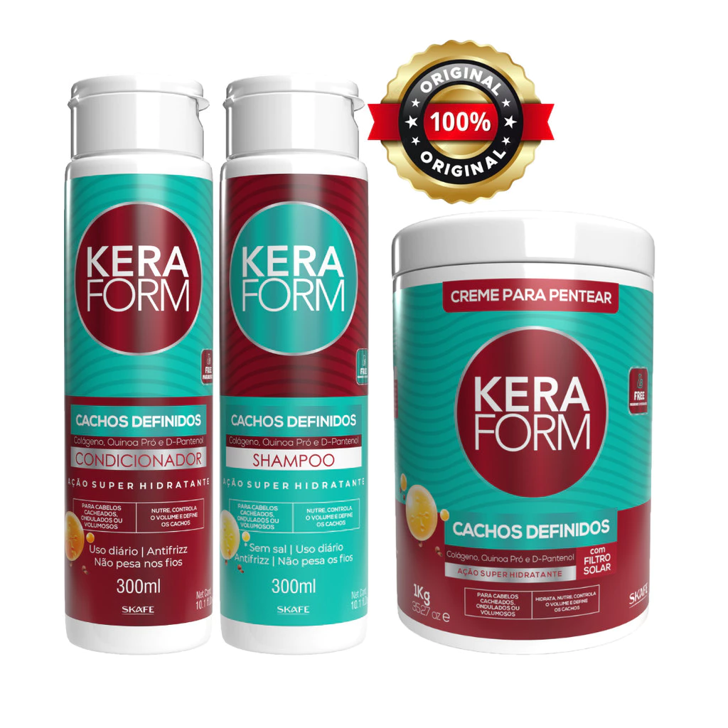 Kit Shampoo e Condicionador Keraform Cachos Definidos 300ml + Creme para Pentear 1KG