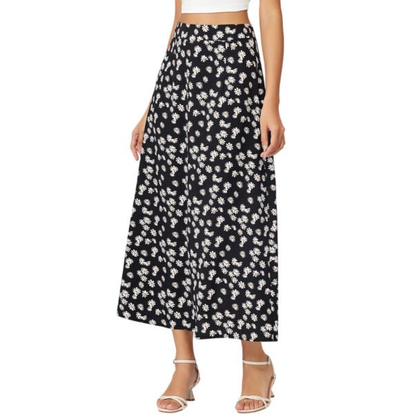 Lovito Saia Flared Casual Ditsy Floral L21AS123 (Preta)