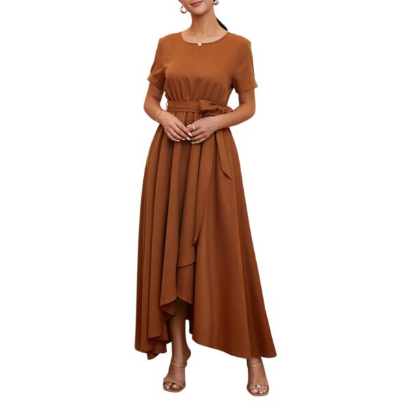 Lovito Vestido De Baile Simples Feminino Com Gola Redonda L20D032 (Brown)