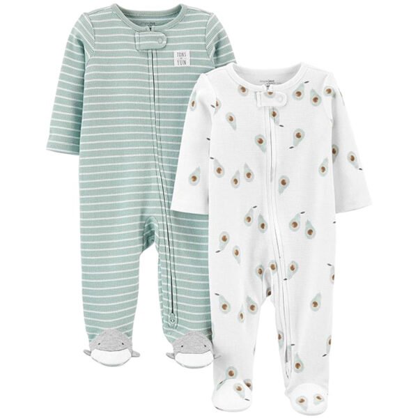 Macacão de dormir para bebês 2-way Zip Thermal Footed Sleep and Play, Pack of 2 Simple Joys by Carter'sUnisex Bebê