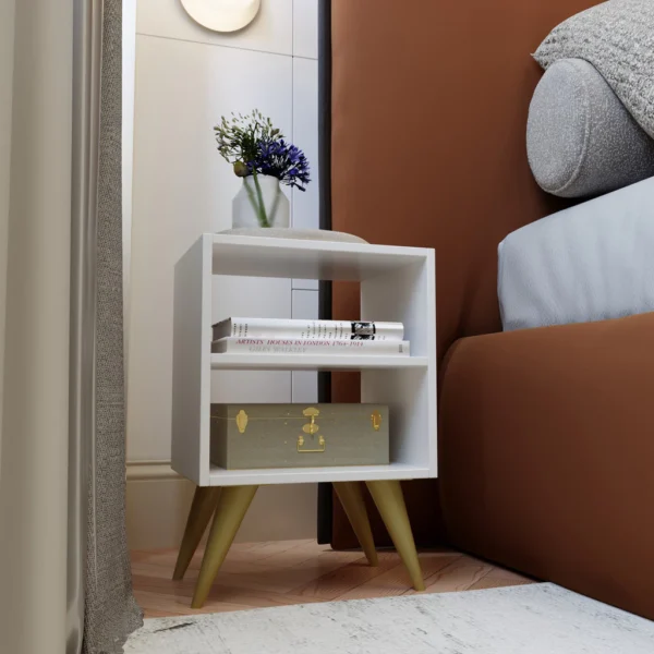Mesa de Cabeceira Nicho Quarto Casal Decoração Retro Palma