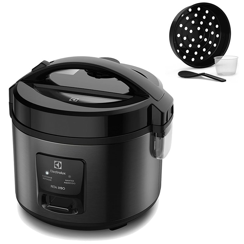 Panela Elétrica Electrolux Vapor Arroz Capacidade 2L 6 Xícaras 2 Em 1 Timer Panela Removivel Antiaderente Tampa Com Visor Transparente ERC10 Inox 220V Por Rita Lobo