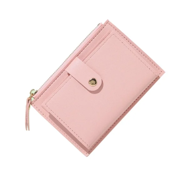 Porta-Cartões Ladies Fashion Solid Color Multi-slot Mini Carteira De Couro PU