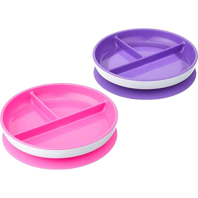 Prato Infantil com Ventosa Munchkin® Stay Put™, Rosa/Roxo, Pacote com 2