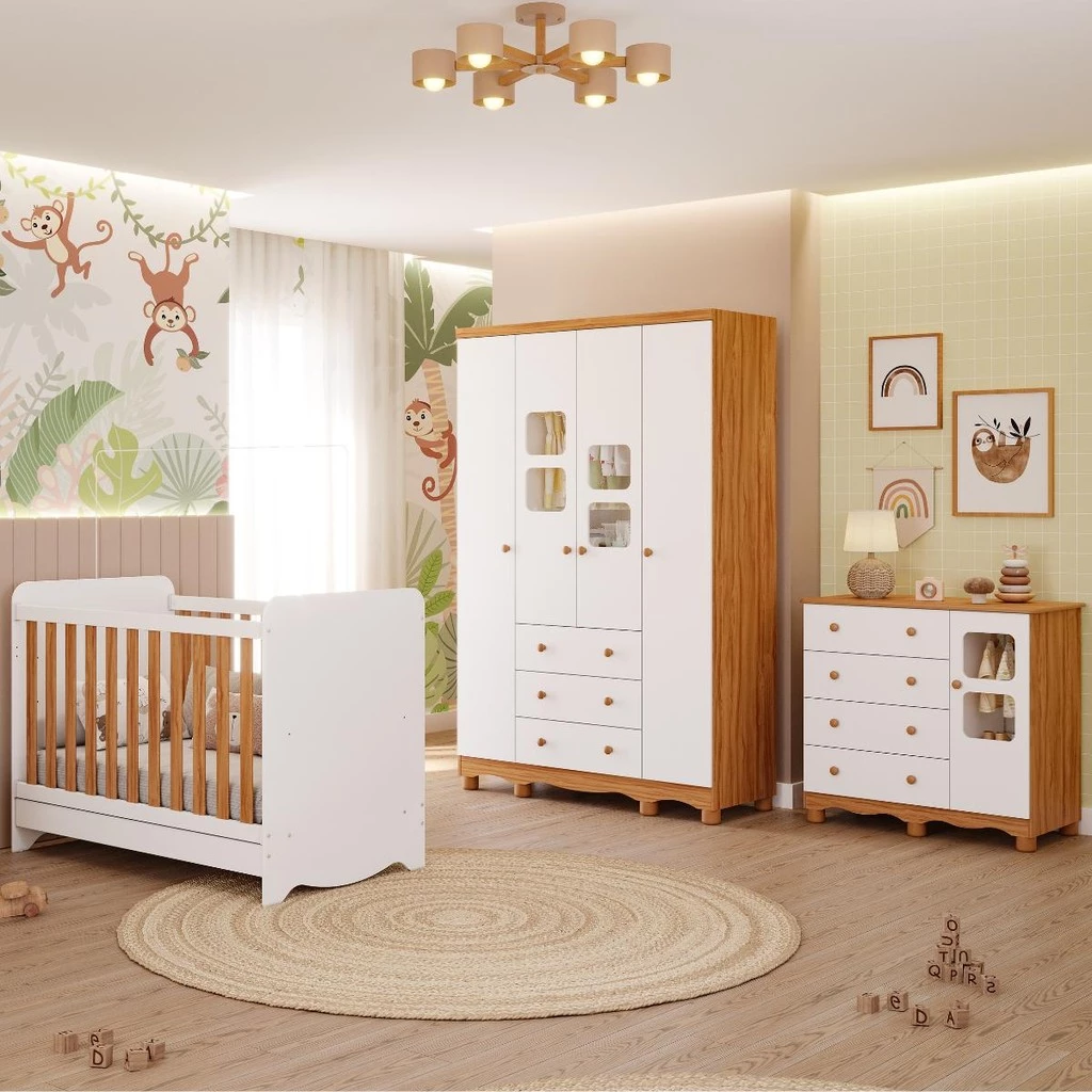 Quarto de Bebê dos Sonhos! Review Completo do Berço Americano 3 em 1 + Guarda-Roupa 4 Portas + Cômoda Uli 4 Gavetas!