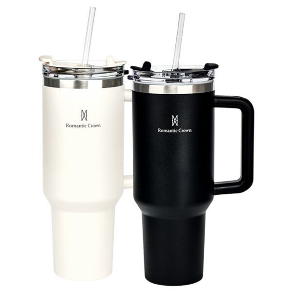 ROMANTIC CROWN Copo Térmico Inox Portátil 1200ml 1.2L Garrafa Térmica Inoxidável com Tampa e Canudo