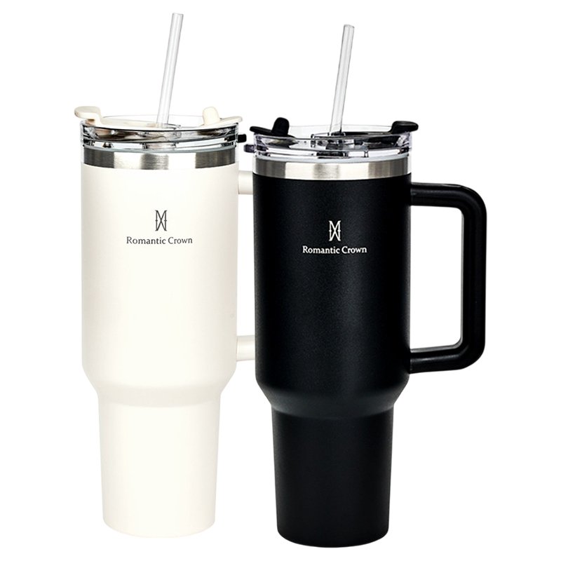 Copo Térmico Inox Portátil 1200ml/1.2L Garrafa Térmica Inoxidável com Tampa e Canudo ROMANTIC CROWN