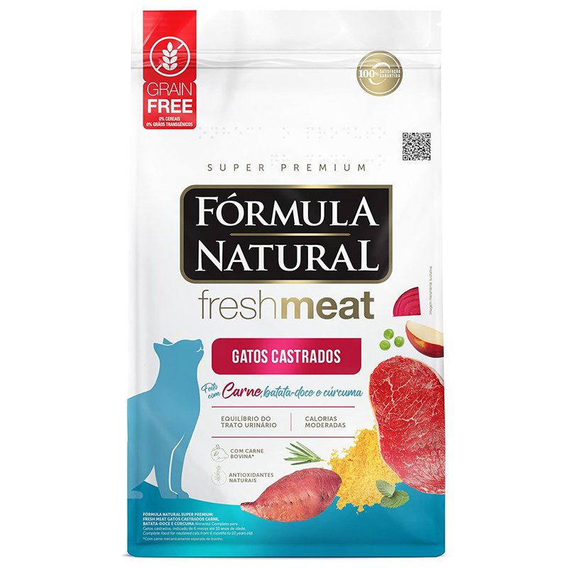Ração Fórmula Natural Fresh Meat Sabor Carne para Gatos Adultos Castrados – 7kg