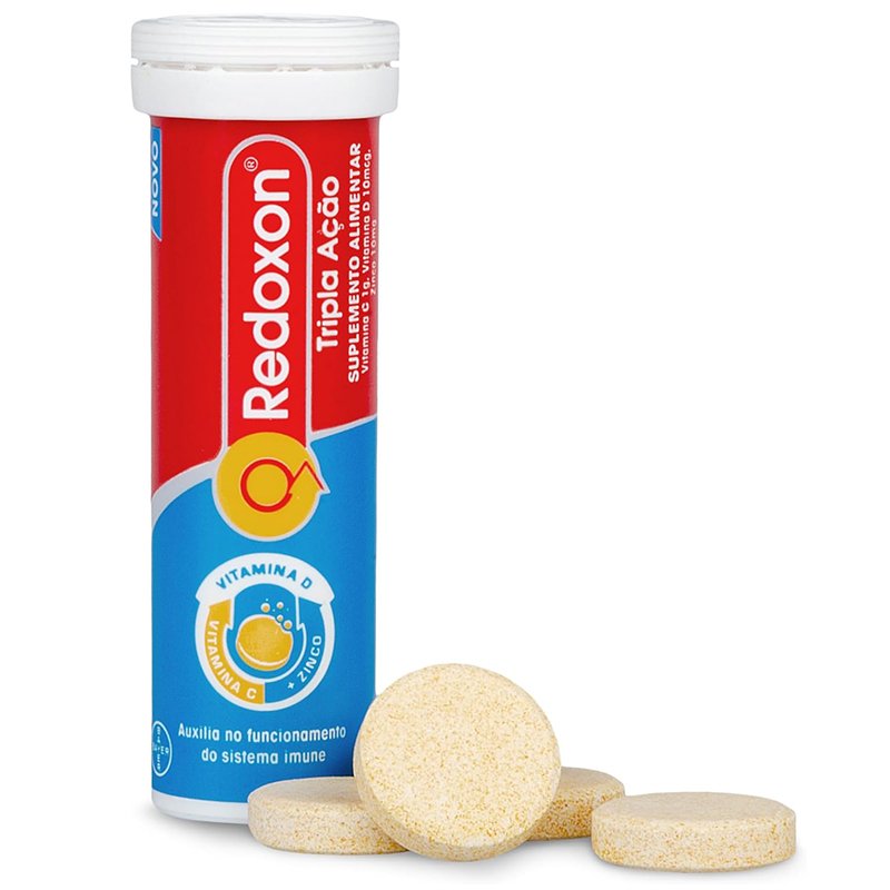 Redoxon Tripla Ação, Vitamina C 1000mg, Vitamina D e Zinco, 10 Comprimidos Efervescentes