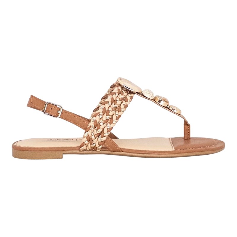 Sandalia Dakota Rasteira Conforto Feminina Pedraria Macia Original