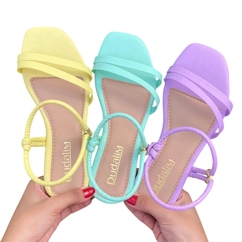 Sandalia Feminina Rasteirinha Regulagem Ajustável Tiras Confortável Flat Cores do Verao