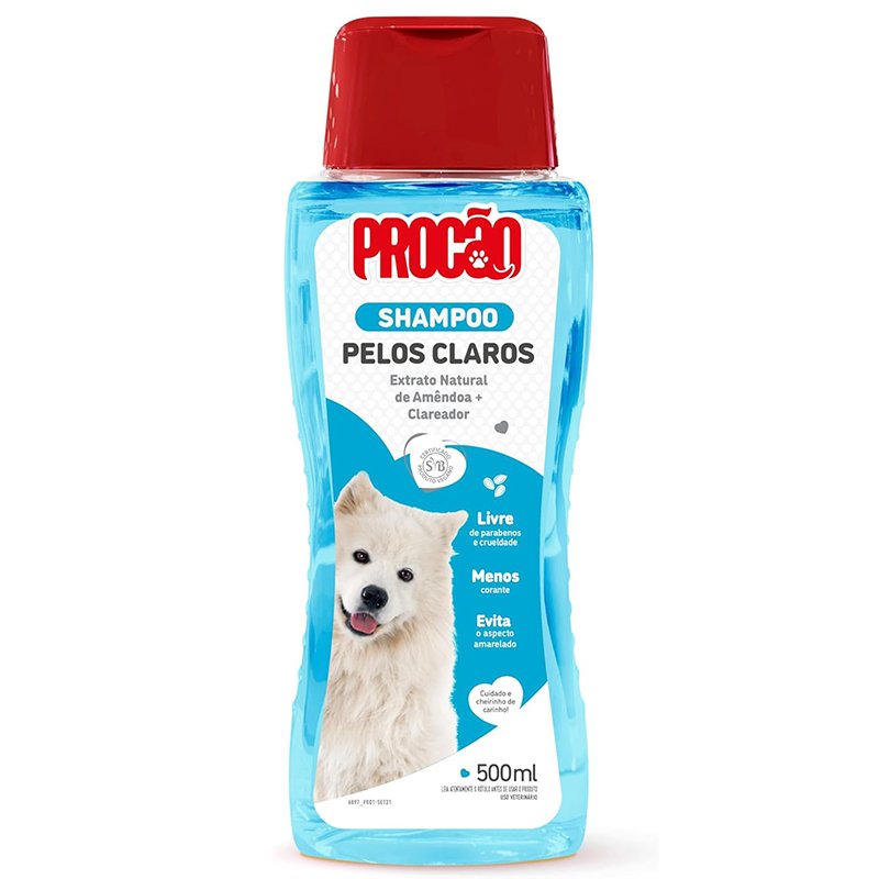 Shampoo Pelos Claros para Cães e Gatos 500 ml PROCÃO