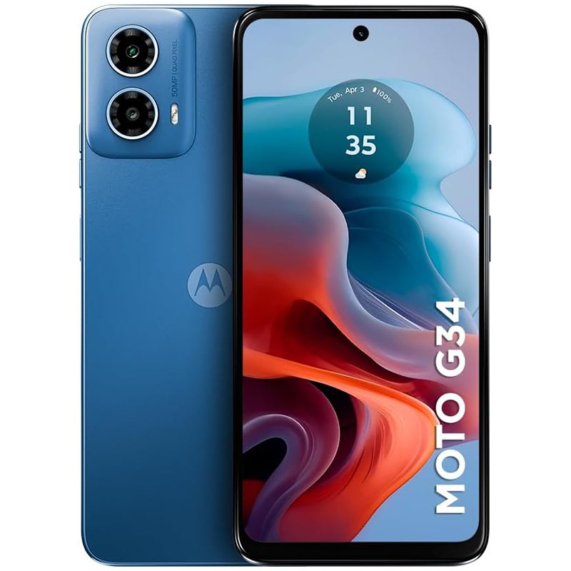Smartphone Motorola Moto g34 5G – 256GB 16GB (8GB RAM+8GB Ram Boost) AI Camera 50MP NFC – Azul