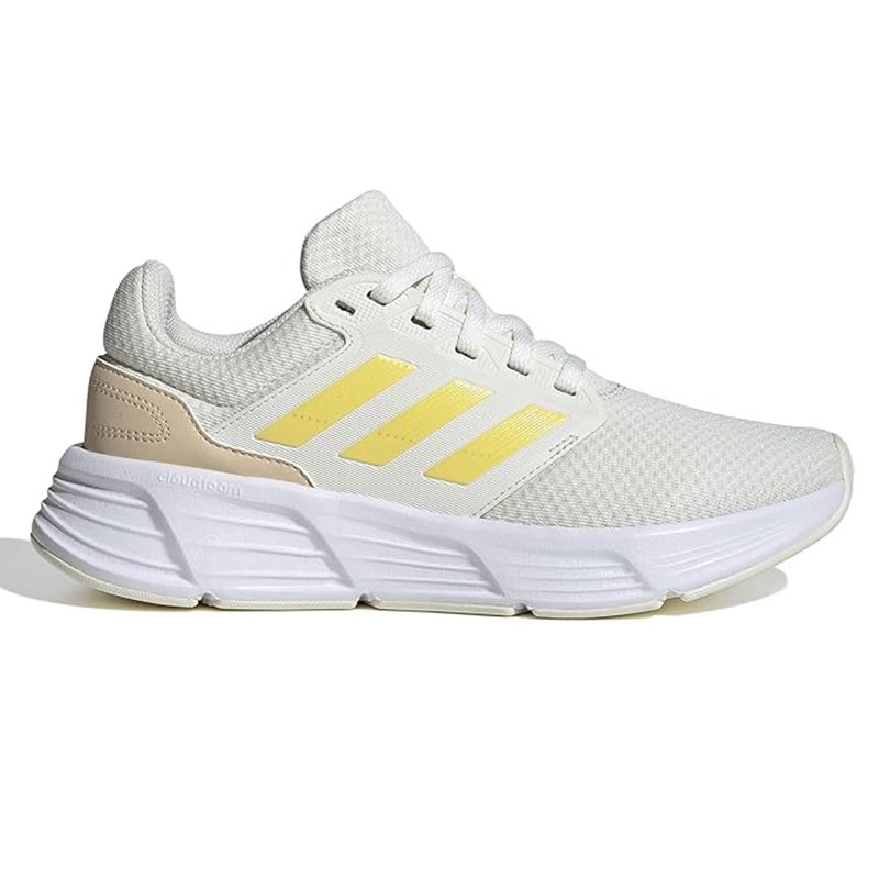 Tênis Adidas Galaxy 6 Feminino Off White e Amarelo Tenis