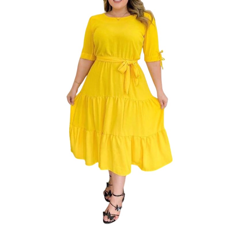 Vestido Decote Canoa Plus Size