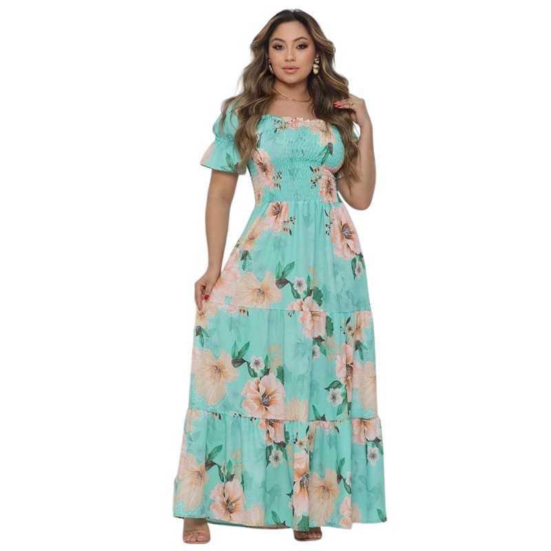 Vestido Feminino Longo Lastex 3 Marias Estampado