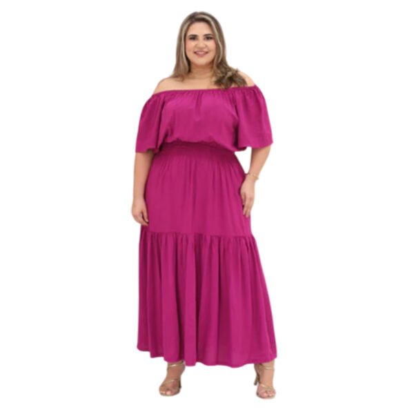 Vestido Longo Manga Curta Ciganinha Plus Size Tendência Instagram
